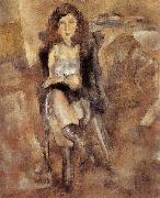 Jules Pascin Cloth put on the Female-s waist oil